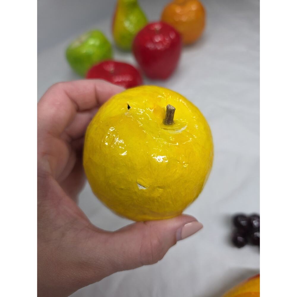 Vintage Paper Mache Fruit Decorative Folk Art Hand Crafted Apple Grapes 11 pc - Picture 8 of 15
